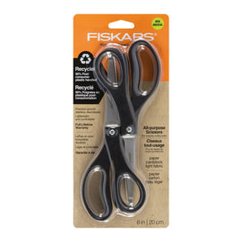 Fiskars Office Scissors, 8in, Black, Pack Of 2