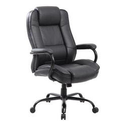 Boss Office Products Heavy-Duty Ergonomic LeatherPlus Bonded Leather High-Back Chair, Black