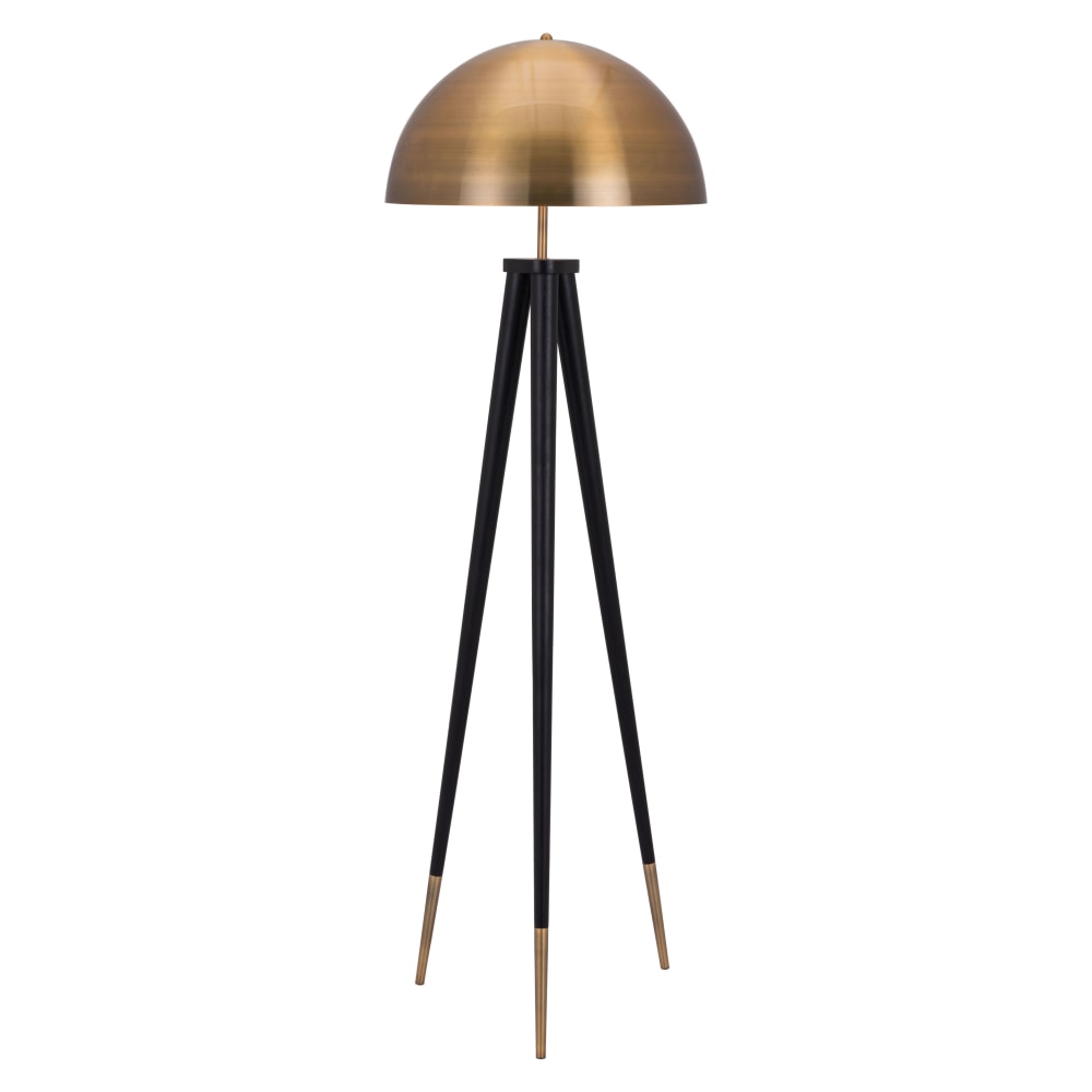 Zuo Modern Mascot Floor Lamp, 61 5/8inH, Brass Shade/Black Base