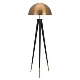 Zuo Modern Mascot Floor Lamp, 61 5/8inH, Brass Shade/Black Base