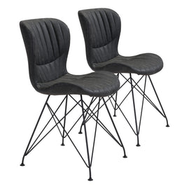 Zuo Modern Gabby Dining Chairs, Vintage Black, Set Of 2 Chairs