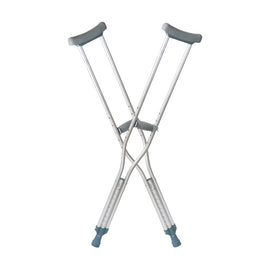 DMI Aluminum Push-Button Crutches, Adult, Fit Users 5ft 2in - 5ft 10in, Silver, Pack Of 2