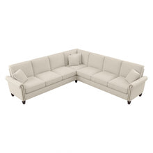 Load image into Gallery viewer, Bush Furniture Coventry 111inW L-Shaped Sectional Couch, Cream Herringbone, Standard Delivery
