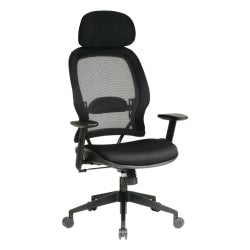 Office Star Professional Air Grid Mesh High-Back Office Chair With Headrest, Black