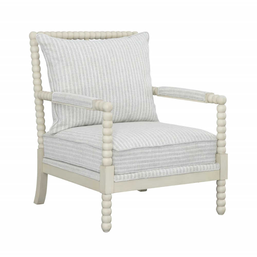 Coast to Coast Amira Beaded Armchair, Jasmine Aged White/Light Gray Stripes