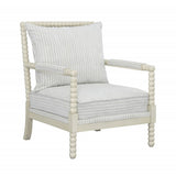 Coast to Coast Amira Beaded Armchair, Jasmine Aged White/Light Gray Stripes
