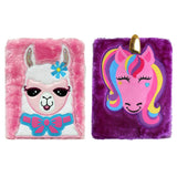 Inkology Plush Journals, A5 Size, Wide Ruled, 256 Pages (128 Sheets), Llama/Unicorn, Pack Of 6 Journals