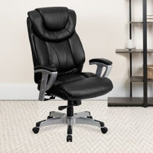 Load image into Gallery viewer, Flash Furniture Hercules Big &amp; Tall LeatherSoft Faux Leather Swivel Office Chair With Adjustable Arms, Black