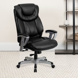 Flash Furniture Hercules Big & Tall LeatherSoft Faux Leather Swivel Office Chair With Adjustable Arms, Black