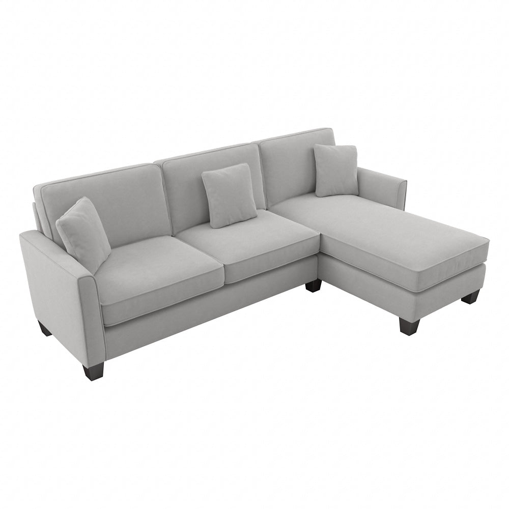 Bush Furniture Flare Sectional Couch With Reversible Chaise Lounge, 35-3/4inH x 102-1/16inW x 62-1/4inD, Light Gray Microsuede Fabric, Standard Delivery