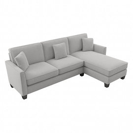 Bush Furniture Flare Sectional Couch With Reversible Chaise Lounge, 35-3/4inH x 102-1/16inW x 62-1/4inD, Light Gray Microsuede Fabric, Standard Delivery