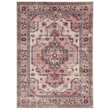 Linon Washable Area Rug, 3ft x 5ft, Charlotte Ivory/Pink