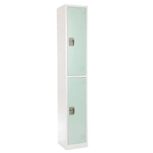 Load image into Gallery viewer, Alpine 2-Tier Steel Lockers, 72inH x 15inW x 15inD, Misty Green, Set Of 2 Lockers