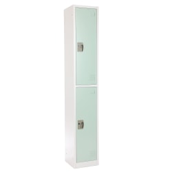 Alpine 2-Tier Steel Lockers, 72inH x 15inW x 15inD, Misty Green, Set Of 2 Lockers
