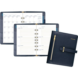 AT-A-GLANCE Buckle Closure Undated Desk Start Set, Weekly/Monthly, 5 1/2in x 8 1/2in, 7-Ring, Navy