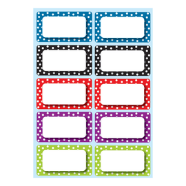 Ashley Productions Die-Cut Magnetic Nameplates, Polka Dot, 3inH x 1 3/4inW x 1/16inD, Assorted Colors, 10 Nameplates Per Pack, Set Of 5 Packs