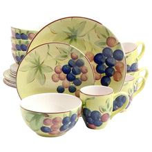Load image into Gallery viewer, Gibson Home Fruitful Harvest Grapes 16-Piece Dinnerware Set