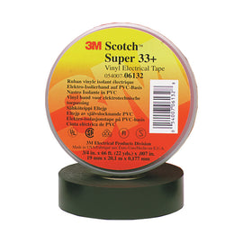 3M 33+ Electrical Tape, 3/4in x 22 Yd., Black, Pack Of 10