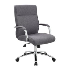Load image into Gallery viewer, Boss Office Products Modern Executive Conference Ergonomic Chair, Linen Fabric, Slate Gray/Chrome