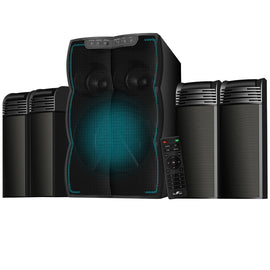 BeFree Sound 4.1-Channel Multimedia Wired Speaker Shelf System, 13.75inH x 8inW x 13inD, Black, 995104149M