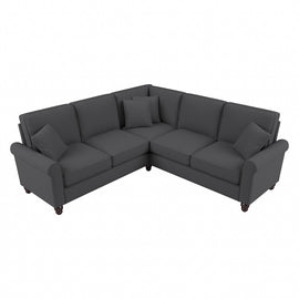 Bush Furniture Hudson 87inW L-Shaped Sectional Couch, Charcoal Gray Herringbone, Standard Delivery