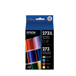 Epson 273XL/273 Claria Black; Photo Black; Cyan; Magenta; Yellow High-Yield Ink Cartridges, Pack Of 5, T273XL-BCS