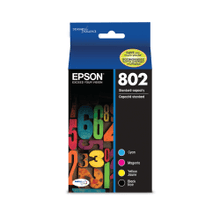 Load image into Gallery viewer, Epson 802 DuraBrite Black And Cyan, Magenta, Yellow Ink Cartridges, Pack Of 4, T802120-BCS