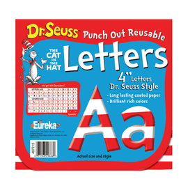 Eureka Dr. Seuss Stripes Reusable Punch Out Deco Letters, 4in, 217 Pieces