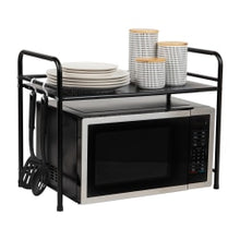Load image into Gallery viewer, Mind Reader Kitchen Storage Metal Microwave Stand Shelf Organizer, 18inH x 12-1/2inW x 23-1/2inD, Black