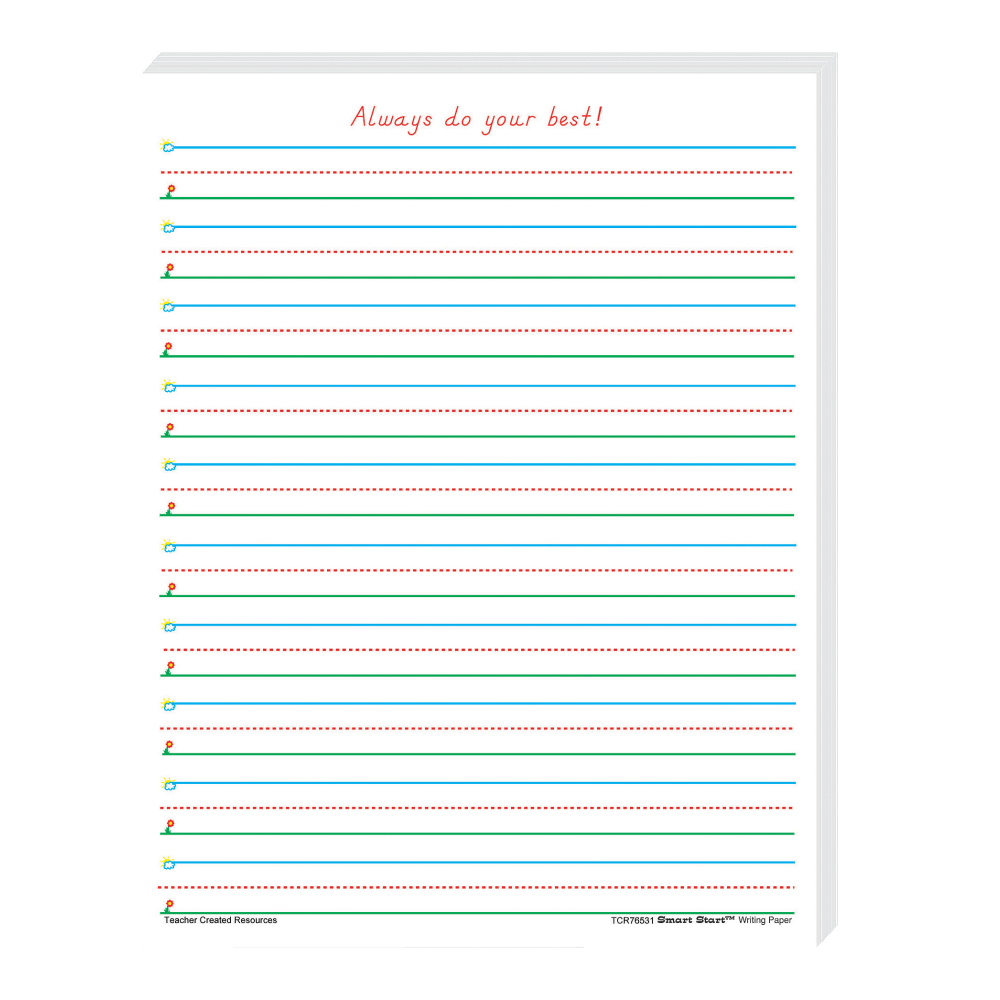 Teacher Created Resources Smart Start 1-2 Writing Paper, 8 1/2in x 11in, 100 Sheets (200 Pages), Pack Of 4