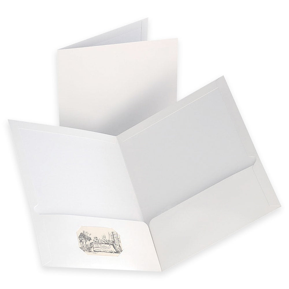 Oxford Laminated Twin-Pocket Portfolios, 8 1/2in x 11in, White, Pack Of 10