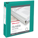 Office Depot Brand Durable View 3-Ring Binder, 2in Round Rings, 49% Recycled, Teal
