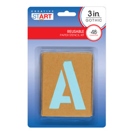 Creative Start Stencil Kit, Reusable Paper, Letters, Numbers and Symbols, Gothic, 4in, 45 Characters
