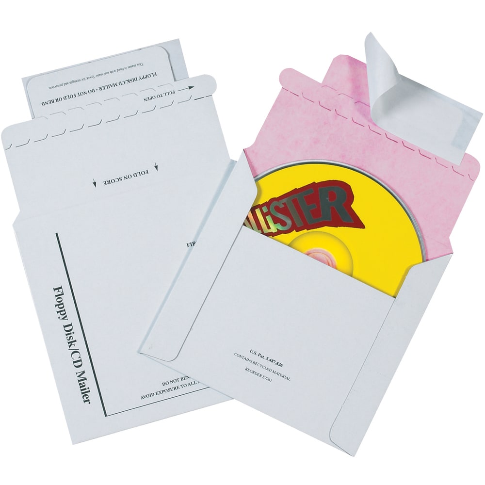 Tyvek Lined CD Mailers, 5in x 5in, White, Pack Of 100