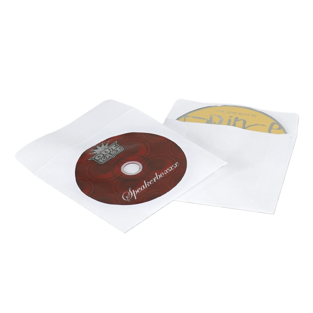 Windowed Paper CD Sleeves, 4.88in x 5in, White, Case Of 500