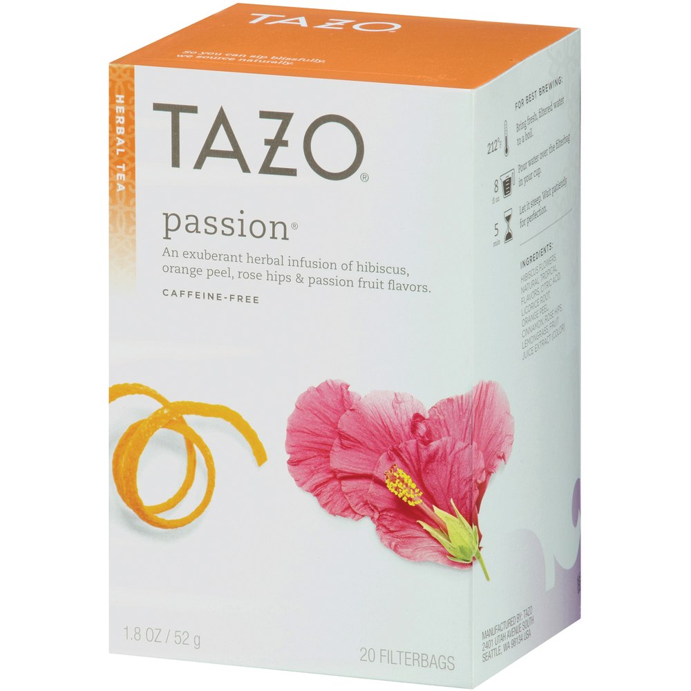 Tazo Herbal Tea, Passion Fruit, 1.8 Oz, Box Of 24 Teabags