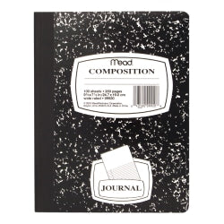 Mead Journal Composition Book, 7 1/2in x 9 3/4in, Wide Ruled, 50 Sheets, Black Marble