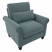 Load image into Gallery viewer, Bush Furniture Coventry Accent Chair With Arms, Turkish Blue Herringbone, Standard Delivery