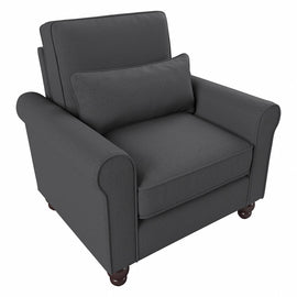 Bush Furniture Hudson Accent Chair With Arms, Charcoal Gray Herringbone Fabric, Standard Delivery