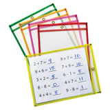 Creativity Street Neon Color Dry-Erase Pockets, 12in x 12in, Assorted Neon Color Plastic Frame, Pack Of 25
