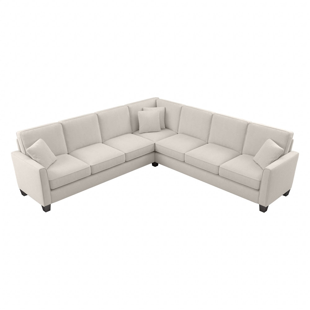 Bush Furniture Flare L-Shaped Sectional Couch, 35-3/4inH x 111-1/16inW x 111-1/16inD, Light Beige Microsuede Fabric, Standard Delivery