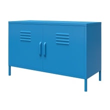 Load image into Gallery viewer, Ameriwood Home Cache 2-Door Metal Locker Accent Cabinet, 25-1/4inH x 39-3/8inW x 15-3/4inD, Blue