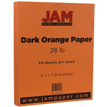 Load image into Gallery viewer, JAM Paper Color Multi-Use Printer &amp; Copy Paper, Dark Orange, Letter (8.5in x 11in), 50 Sheets Per Pack, 28 Lb