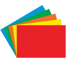 Load image into Gallery viewer, Top Notch Teacher Products Bright Primary Lined Index Cards, 4in x 6in, Assorted Colors, 75 Cards Per Pack, Case Of 6 Packs