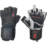 GoFit Xtreme Wrist-Wrap Gloves with Articulated Grip (Medium) - Medium Size - Leather Palm, Gel Palm Pad, Neoprene Knuckle, Jersey Back