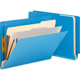 Smead Manila And Color Classification Folders, 8 1/2in x 11in, 2 Divider, 2 Partition, Blue, Pack Of 10