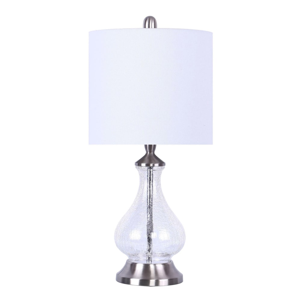 LumiSource Jasmine Contemporary Accent Lamp, 22inH, White Shade/Clear Base