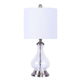 LumiSource Jasmine Contemporary Accent Lamp, 22inH, White Shade/Clear Base