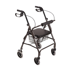 DMI Freedom Adjustable Aluminum Rollator Walker With Seat, 38in x 25in, Titanium