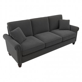 Bush Furniture Coventry 85inW Sofa, Charcoal Gray Herringbone, Standard Delivery